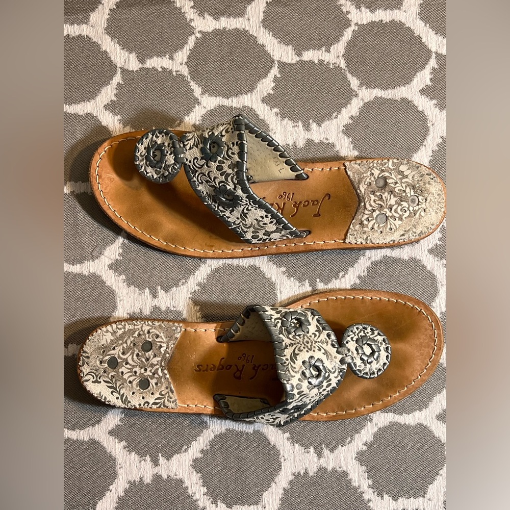 Jack Rogers Grey and White Sandals